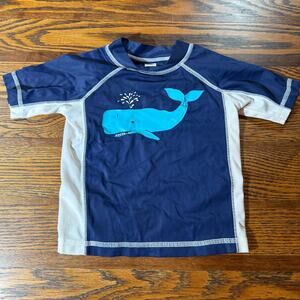 Old Navy Baby Blue and White Rashguard Swimshirt Whale Graphic Sz 18-24 months
